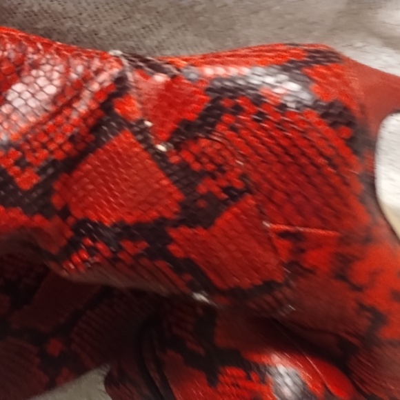 Vince Camuto Red Snakeskin Knee High Pointed Toe Boots - Picture 6 of 9